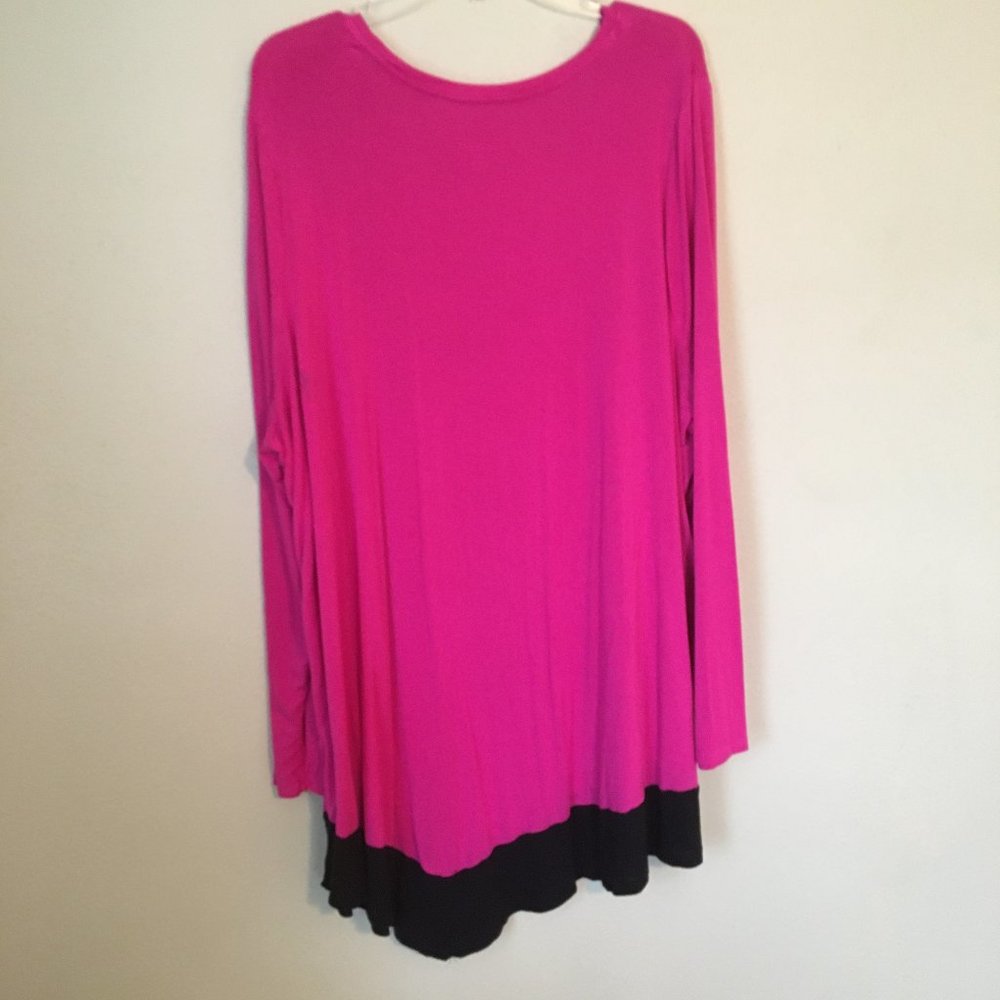 Lane Bryant Pink and Black Long Sleeve Top - Picture 2 of 3